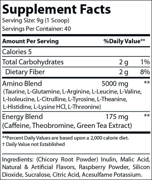 Energized Aminos Raspberry Iced Tea 360g – 40 servings